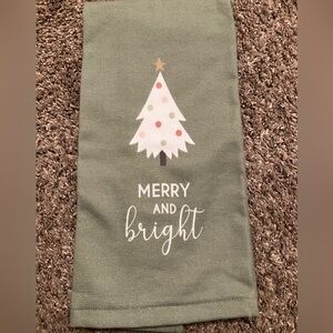 Festive Green Tea Towel with Christmas Tree Design